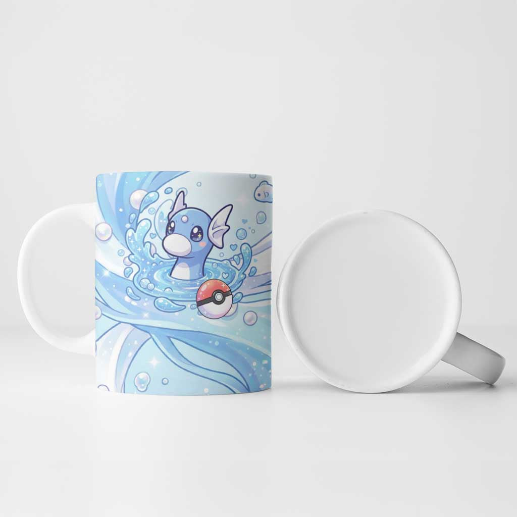 Dratini Ceramic Mug Pastel Aquatic Crystal Art