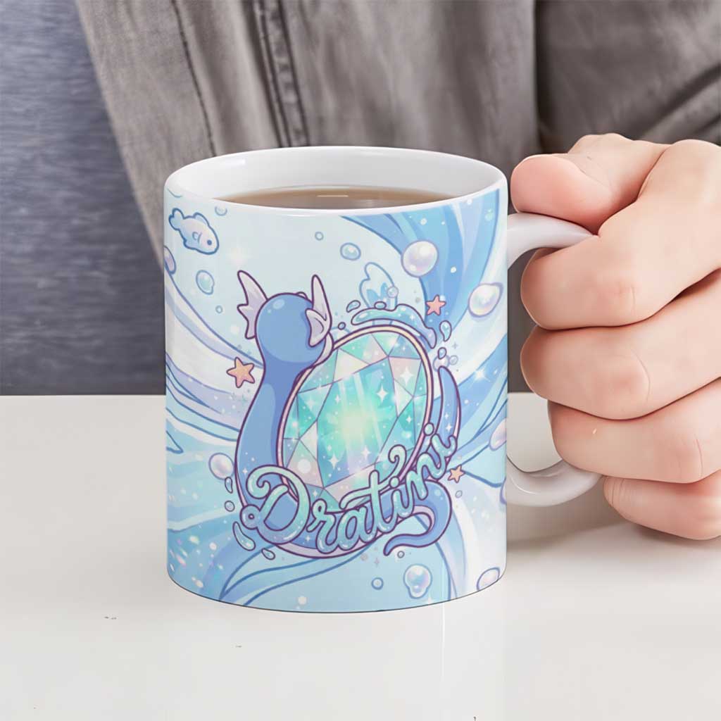 Dratini Ceramic Mug Pastel Aquatic Crystal Art