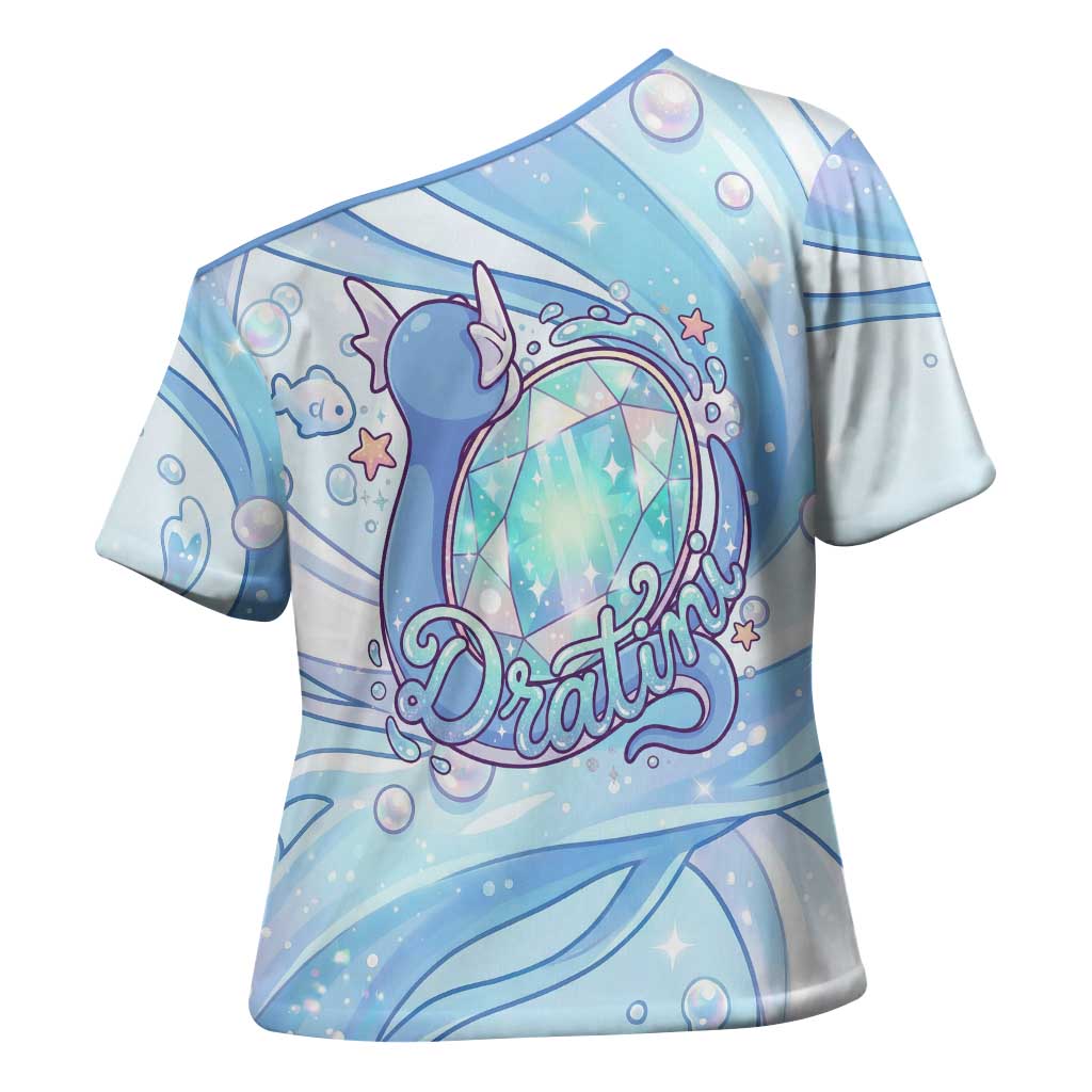 Dratini Cross Shoulder Shirt Pastel Aquatic Crystal Art