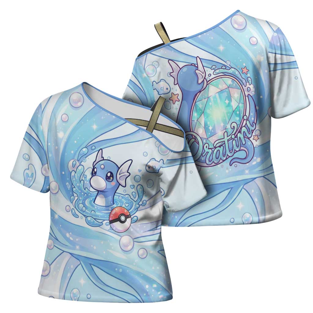 Dratini Cross Shoulder Shirt Pastel Aquatic Crystal Art