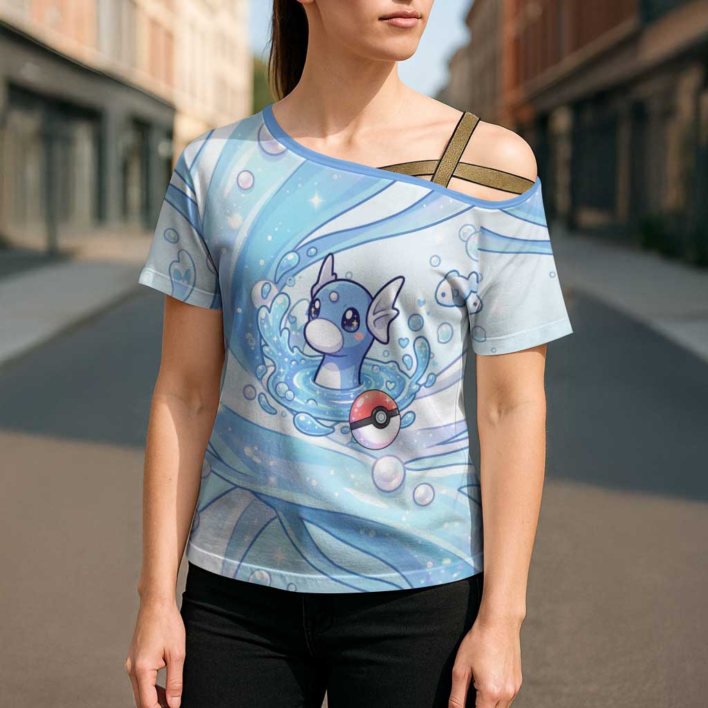 Dratini Cross Shoulder Shirt Pastel Aquatic Crystal Art