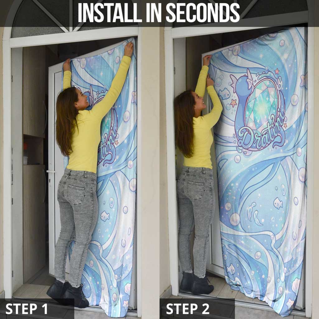 Dratini Door Cover Pastel Aquatic Crystal Art