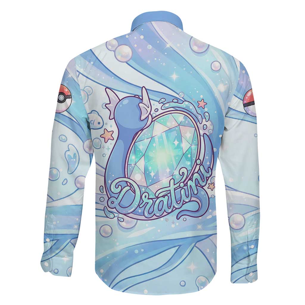 Dratini Family Matching Short Sleeve Bodycon Dress and Hawaiian Shirt Pastel Aquatic Crystal Art