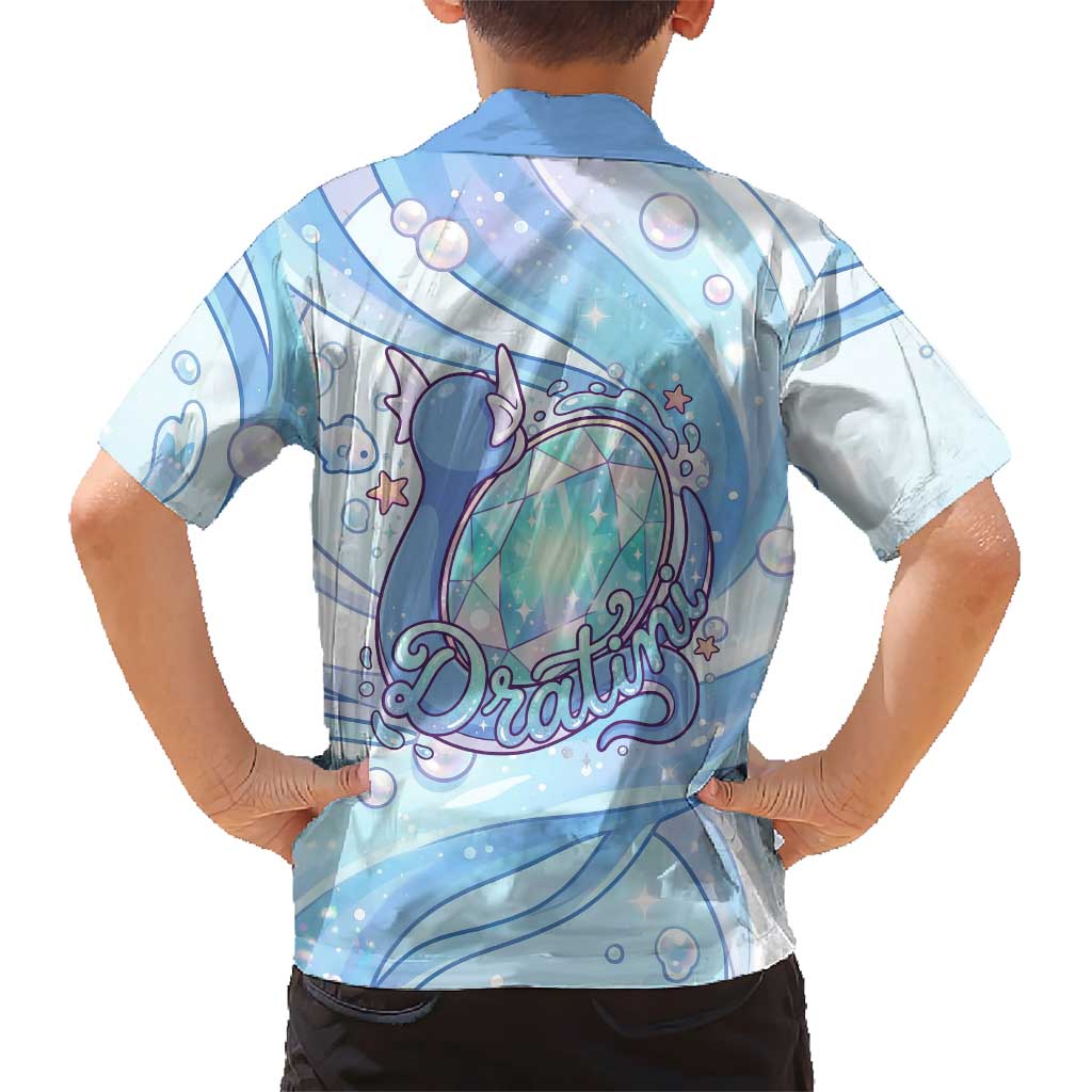 Dratini Family Matching Summer Maxi Dress and Hawaiian Shirt Pastel Aquatic Crystal Art