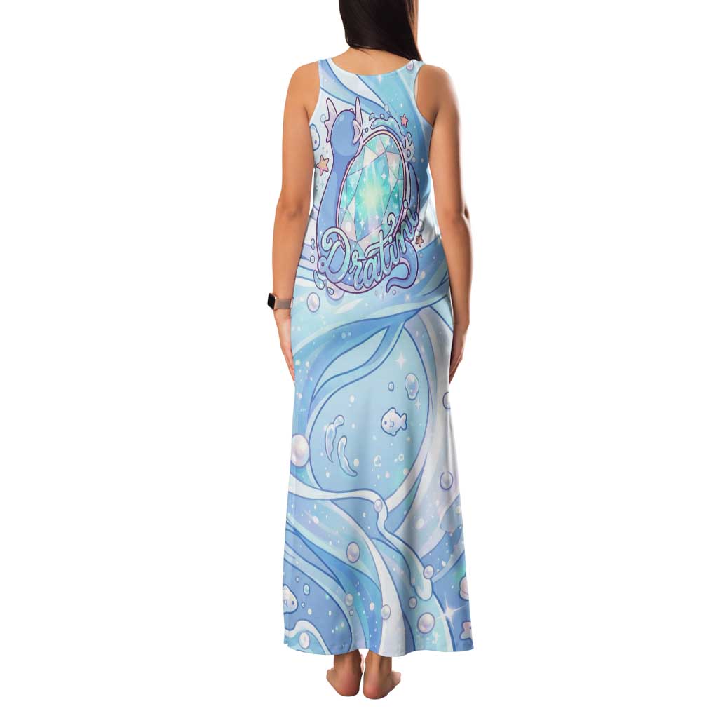 Dratini Family Matching Tank Maxi Dress and Hawaiian Shirt Pastel Aquatic Crystal Art