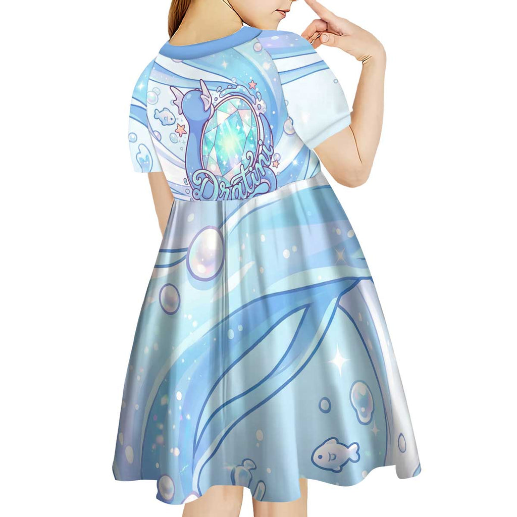 Dratini Kid Short Sleeve Dress Pastel Aquatic Crystal Art