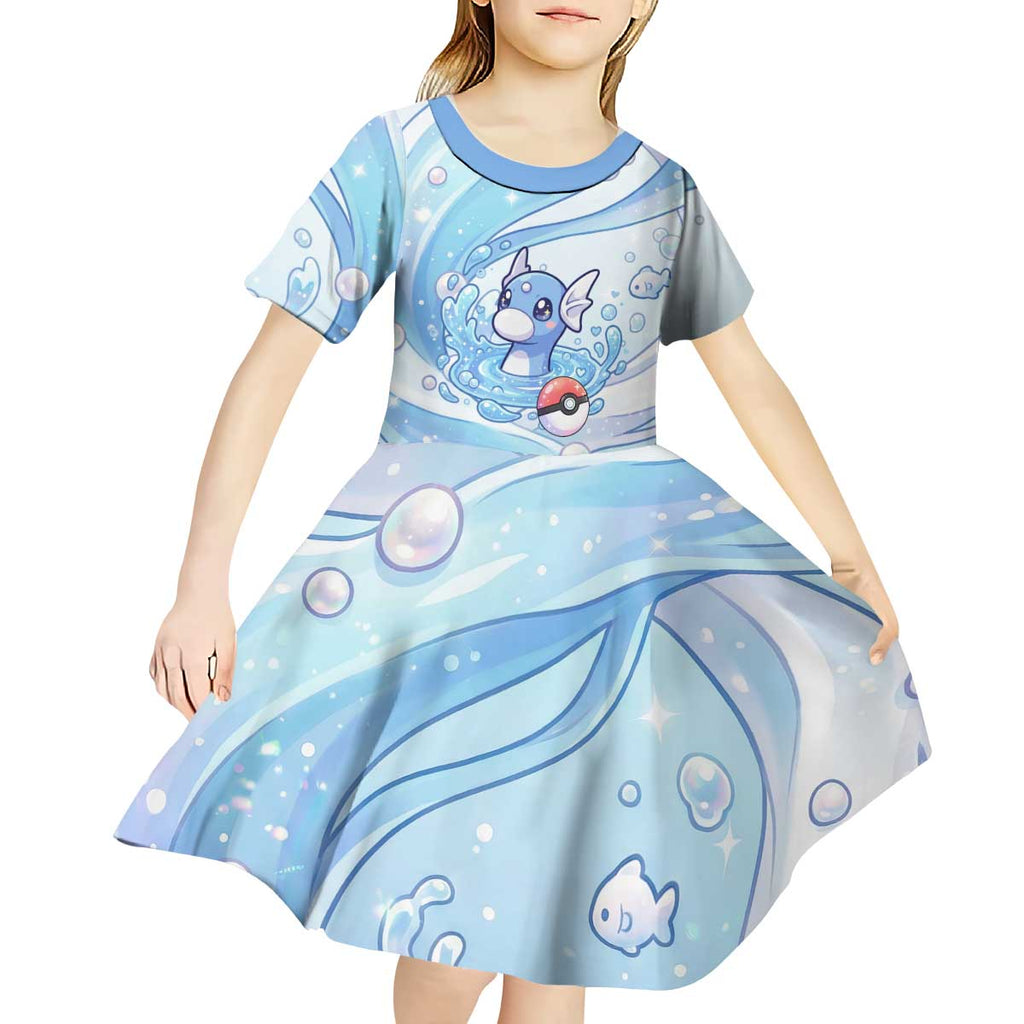 Dratini Kid Short Sleeve Dress Pastel Aquatic Crystal Art