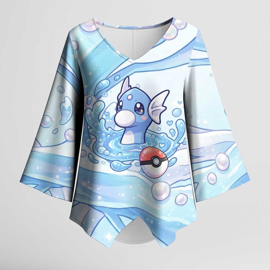 Dratini Kimono Sleeve Blouse Pastel Aquatic Crystal Art