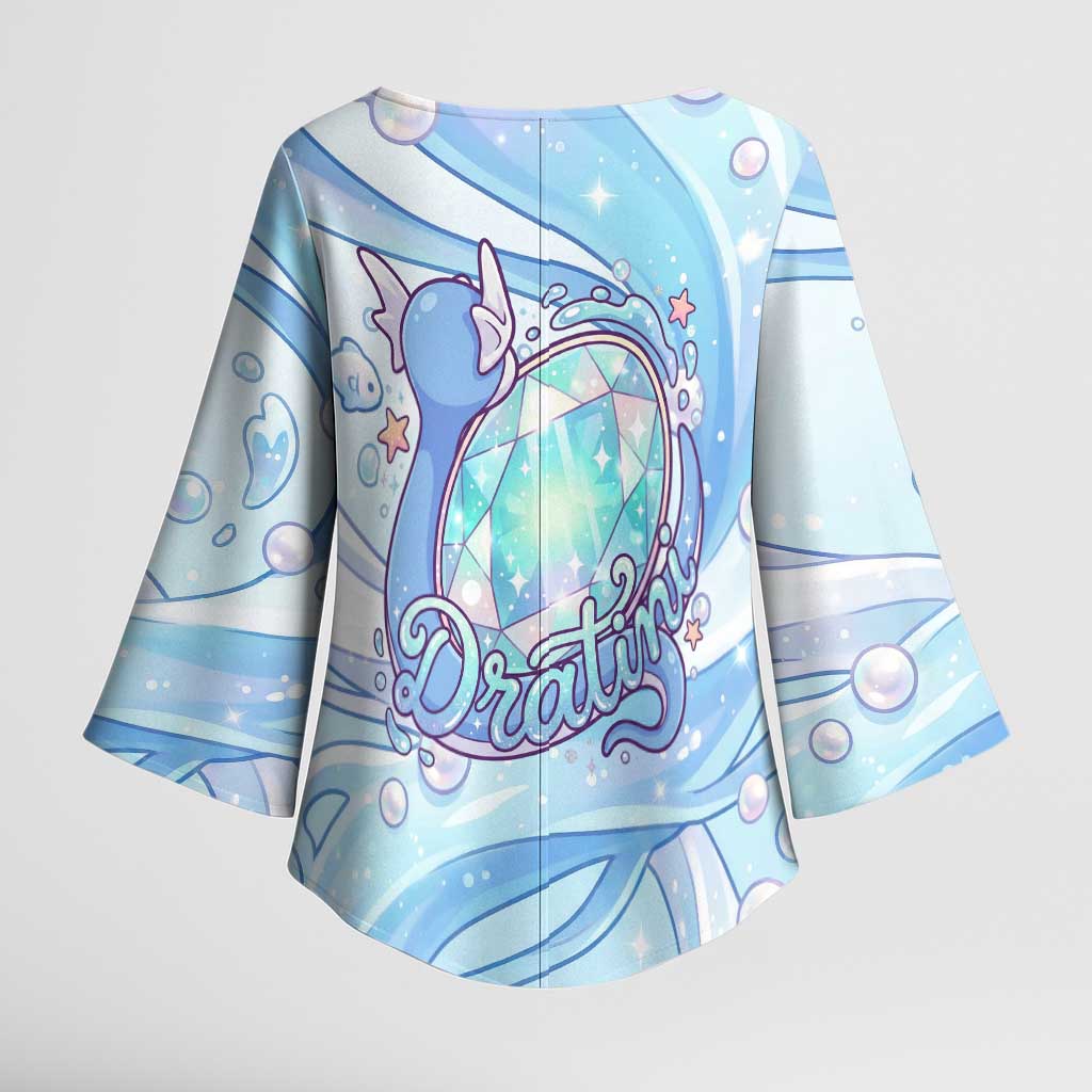 Dratini Kimono Sleeve Blouse Pastel Aquatic Crystal Art