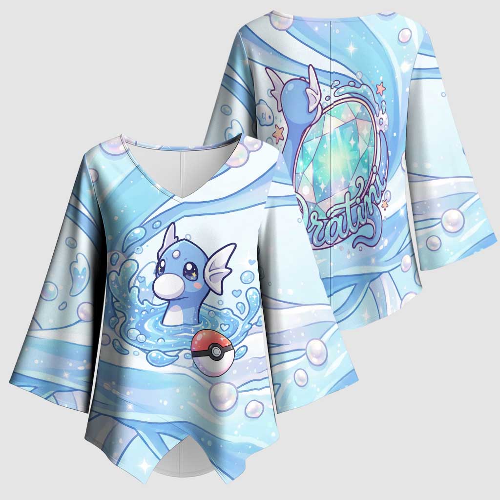 Dratini Kimono Sleeve Blouse Pastel Aquatic Crystal Art