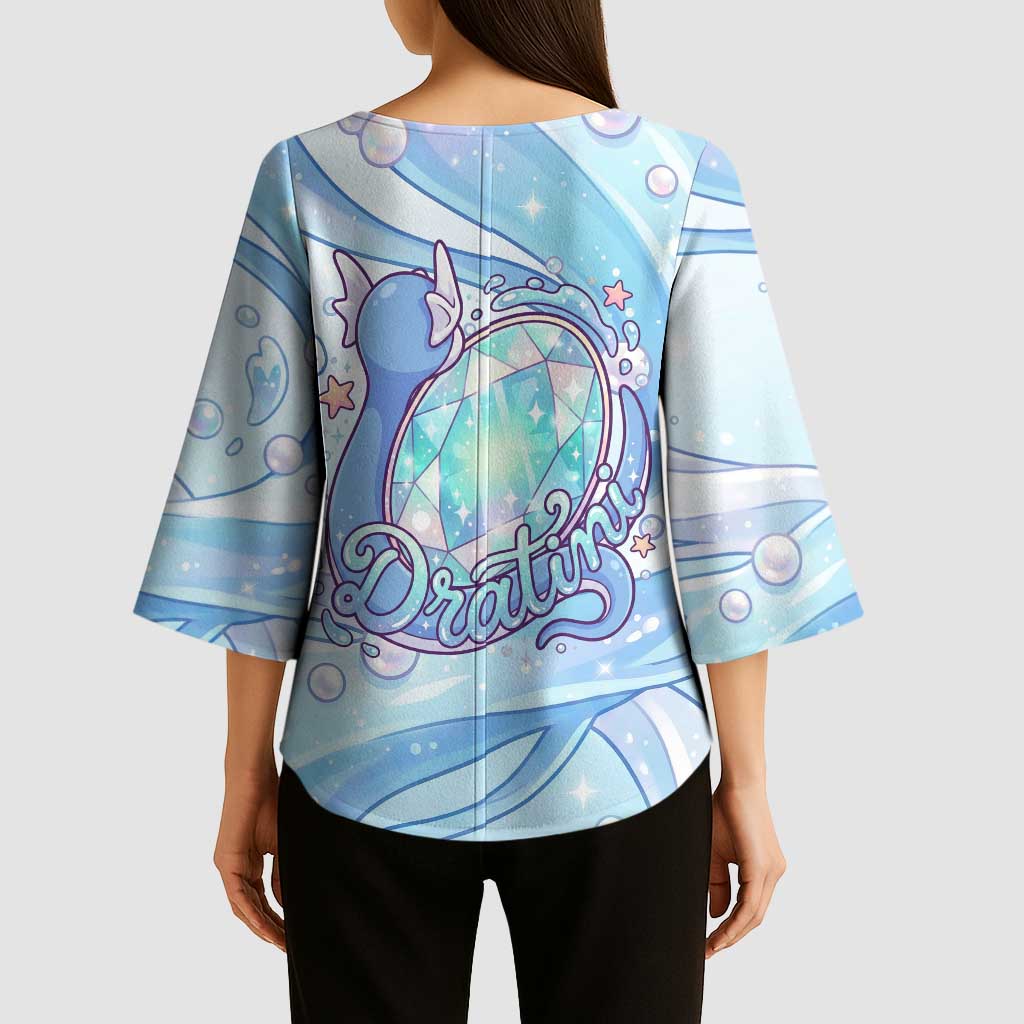 Dratini Kimono Sleeve Blouse Pastel Aquatic Crystal Art