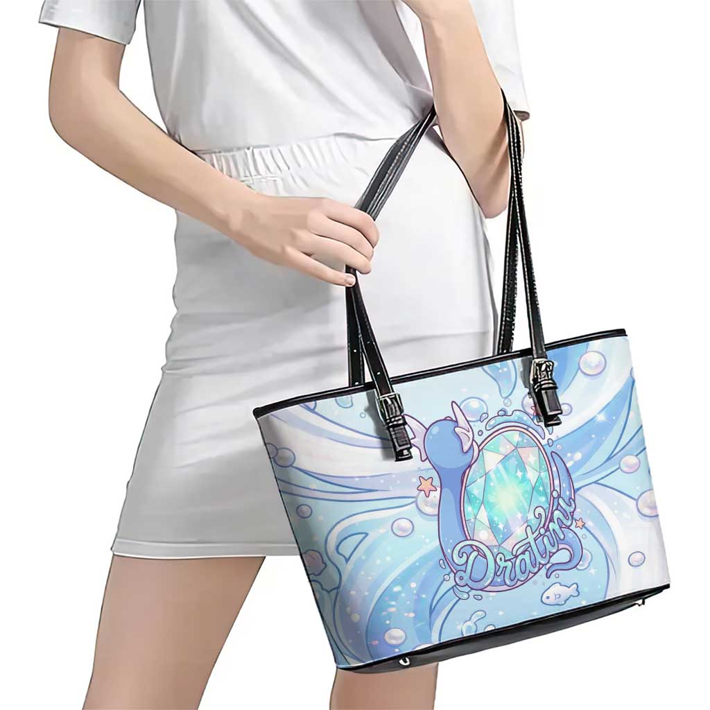 Dratini Leather Tote Bag Pastel Aquatic Crystal Art