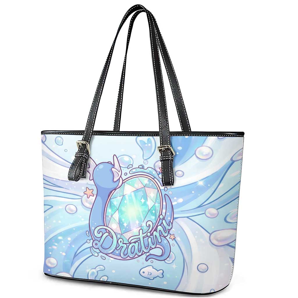 Dratini Leather Tote Bag Pastel Aquatic Crystal Art