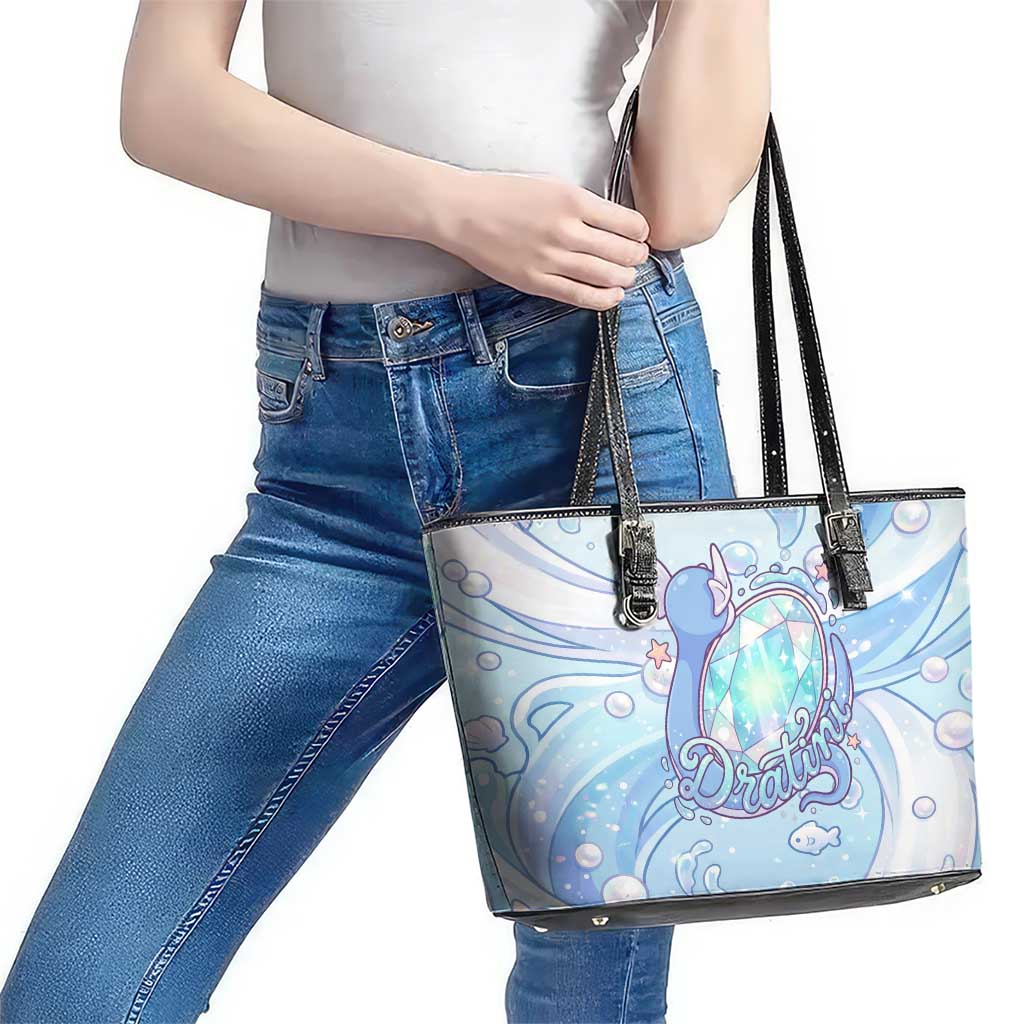 Dratini Leather Tote Bag Pastel Aquatic Crystal Art
