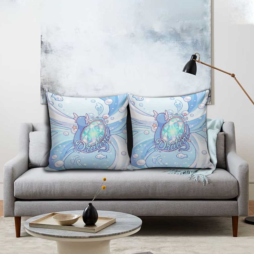 Dratini Pillow Cover Pastel Aquatic Crystal Art