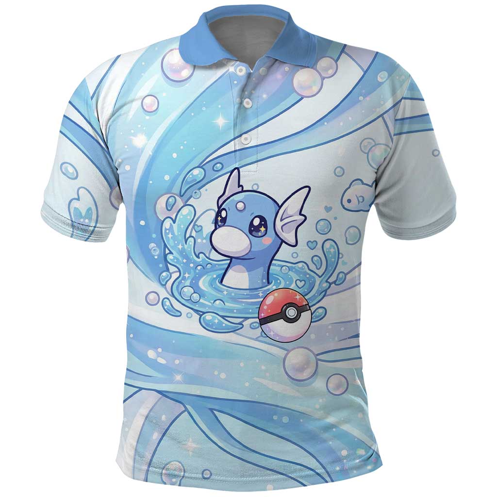 Dratini Polo Shirt Pastel Aquatic Crystal Art