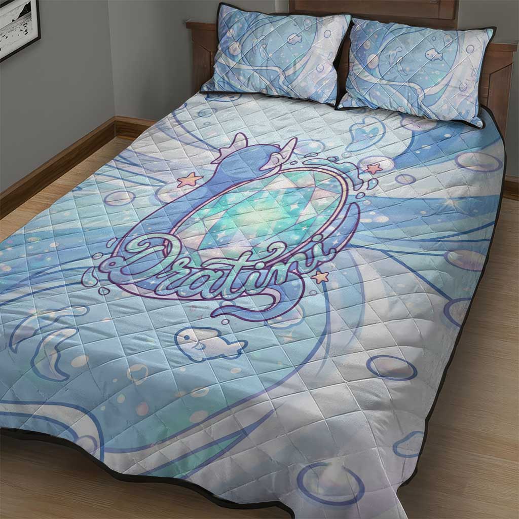 Dratini Quilt Bed Set Pastel Aquatic Crystal Art
