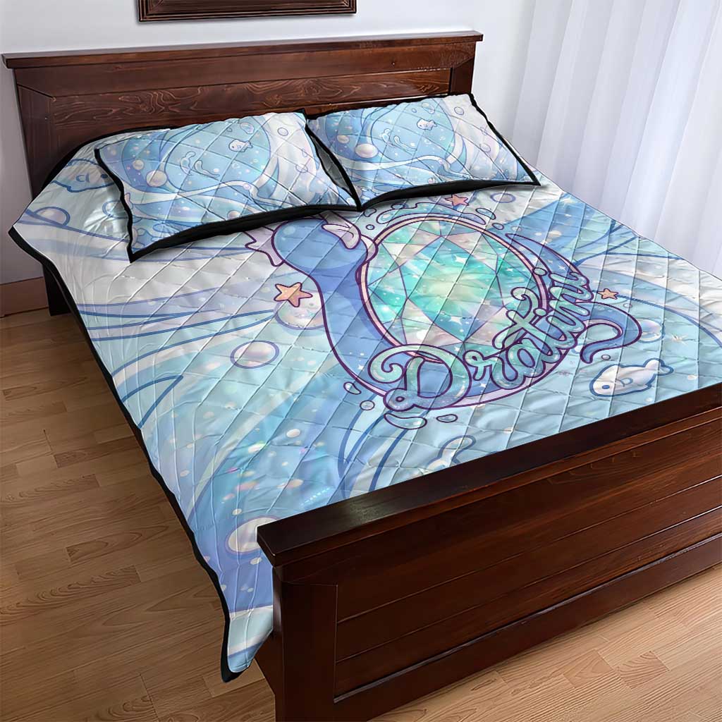 Dratini Quilt Bed Set Pastel Aquatic Crystal Art