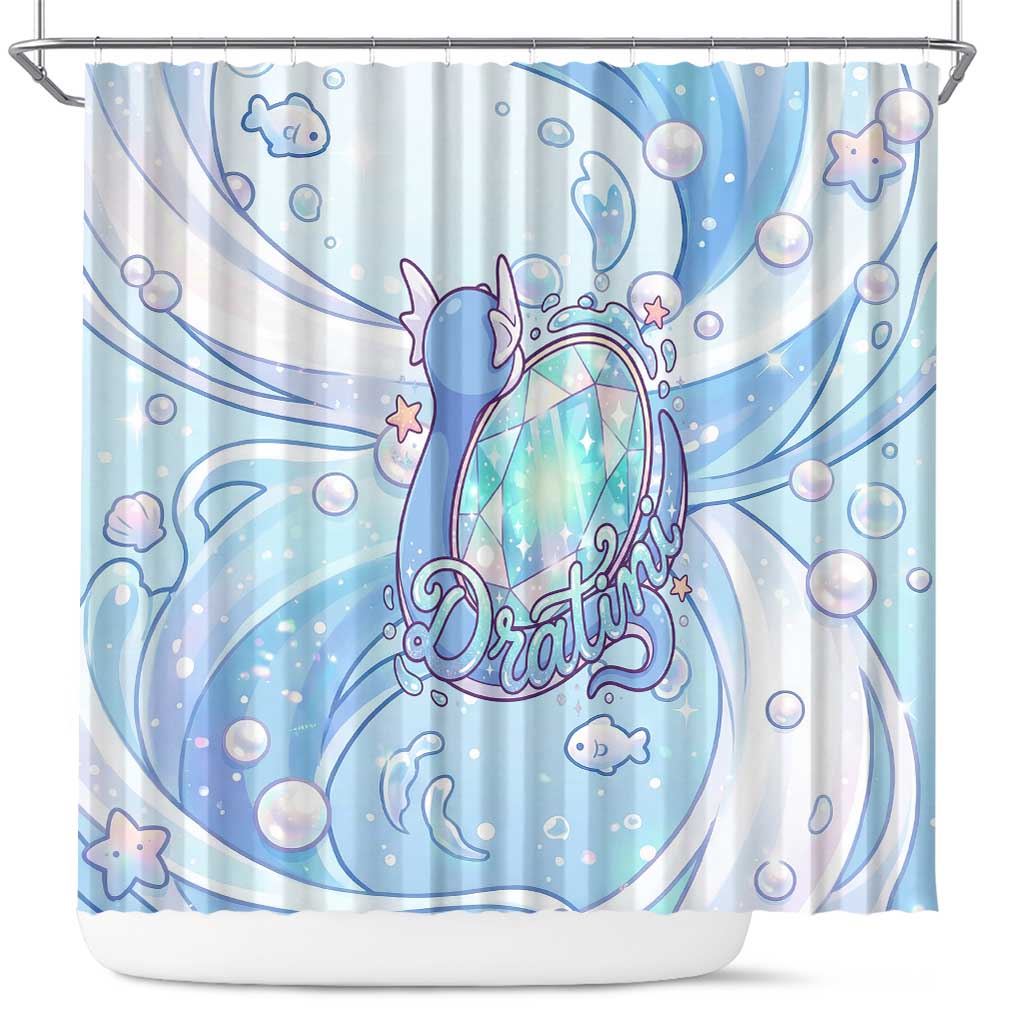 Dratini Shower Curtain Pastel Aquatic Crystal Art