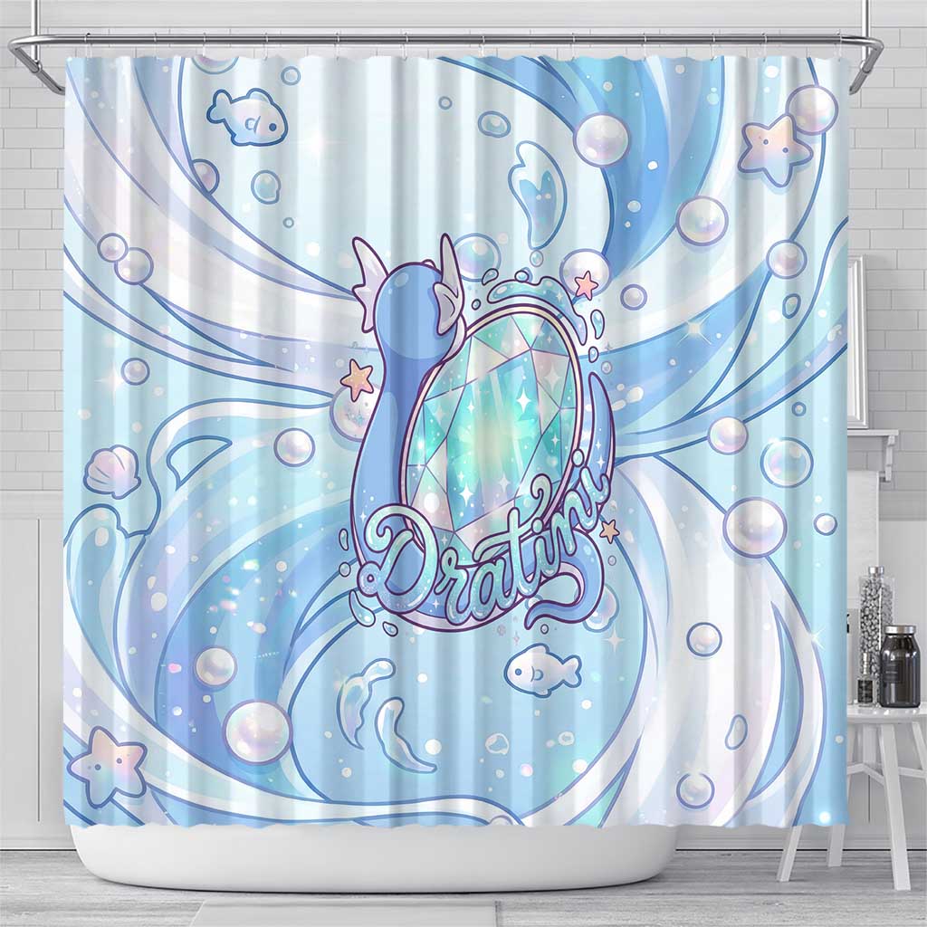 Dratini Shower Curtain Pastel Aquatic Crystal Art