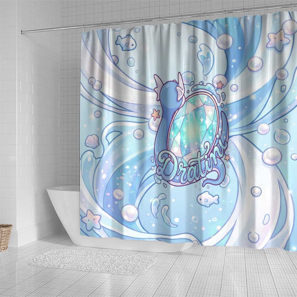 Dratini Shower Curtain Pastel Aquatic Crystal Art