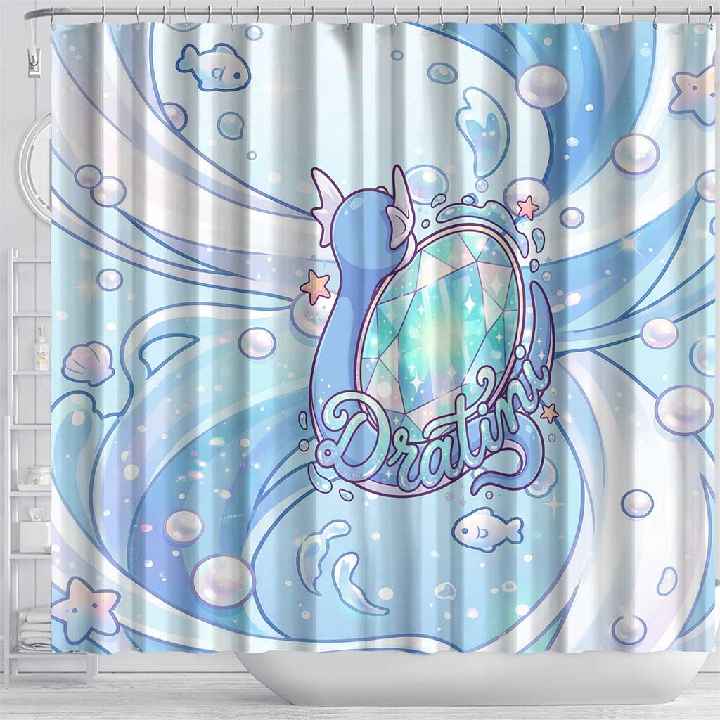 Dratini Shower Curtain Pastel Aquatic Crystal Art