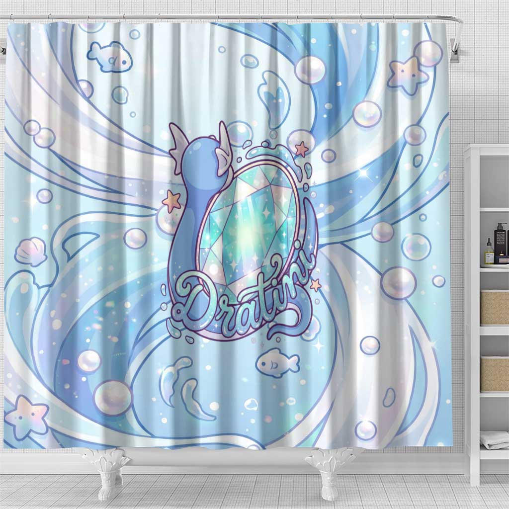 Dratini Shower Curtain Pastel Aquatic Crystal Art