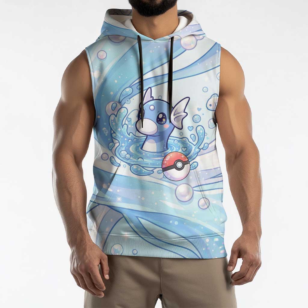 Dratini Sleeveless Hoodie Pastel Aquatic Crystal Art