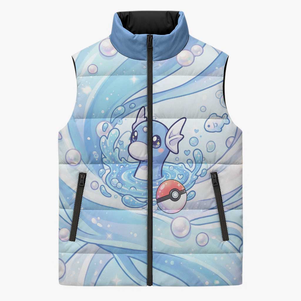 Dratini Sleeveless Puffer Jacket Pastel Aquatic Crystal Art