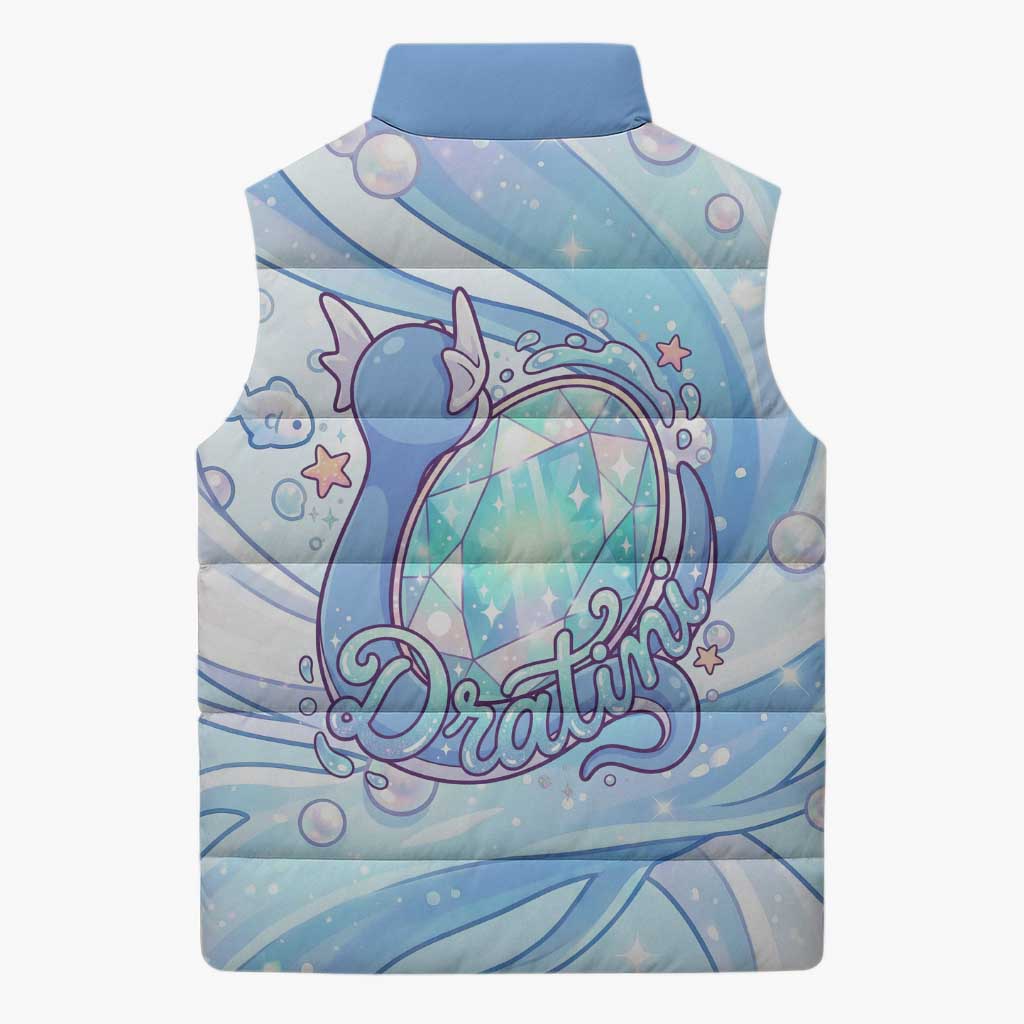 Dratini Sleeveless Puffer Jacket Pastel Aquatic Crystal Art