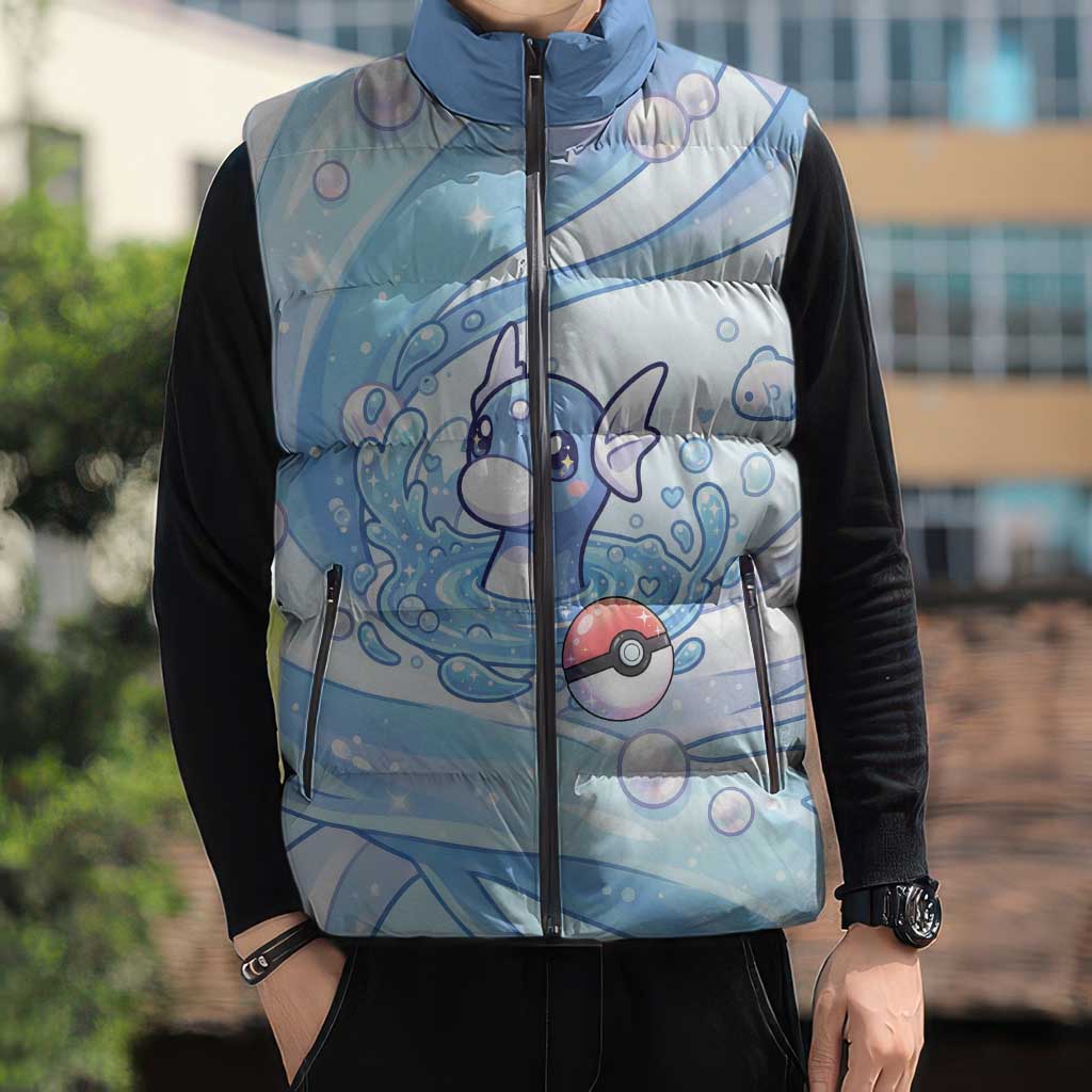 Dratini Sleeveless Puffer Jacket Pastel Aquatic Crystal Art