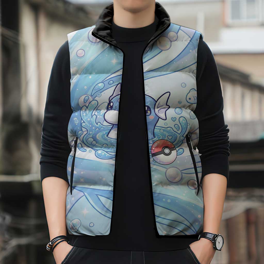Dratini Sleeveless Puffer Jacket Pastel Aquatic Crystal Art