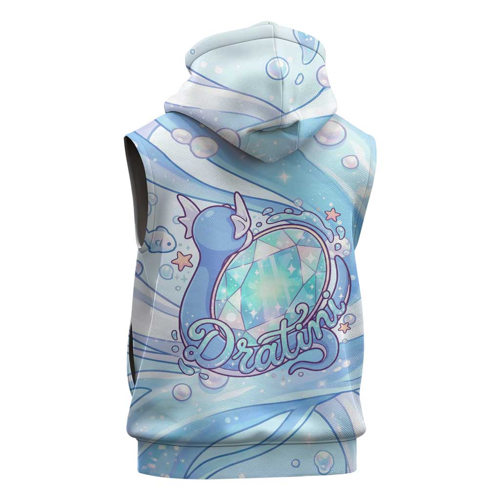 Dratini Sleeveless Zip Hoodie Pastel Aquatic Crystal Art