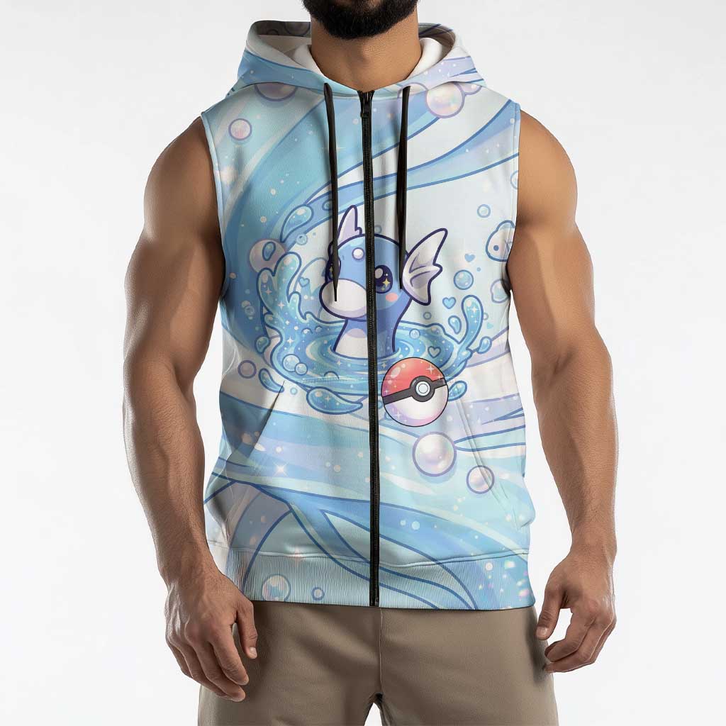 Dratini Sleeveless Zip Hoodie Pastel Aquatic Crystal Art