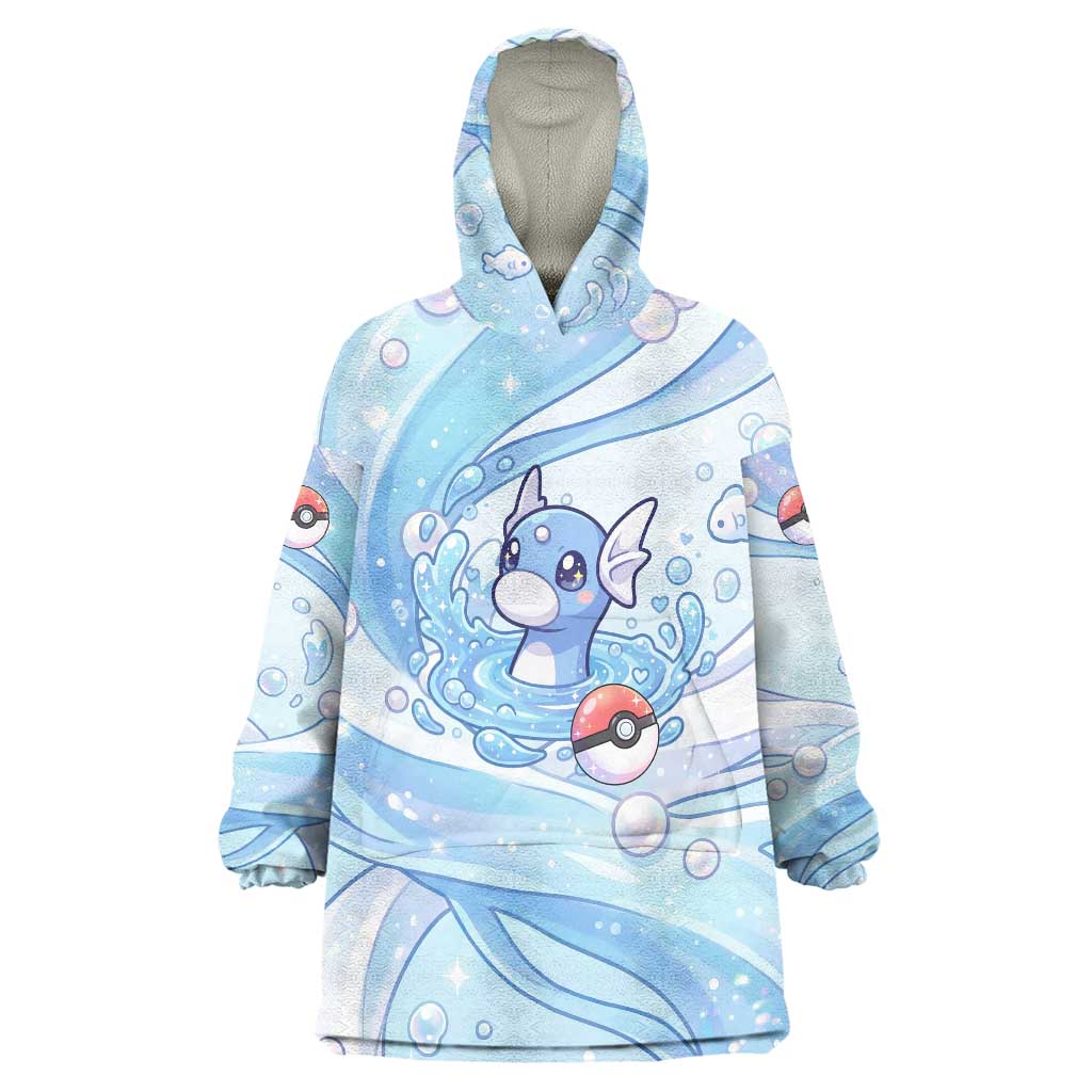 Dratini Wearable Blanket Hoodie Pastel Aquatic Crystal Art