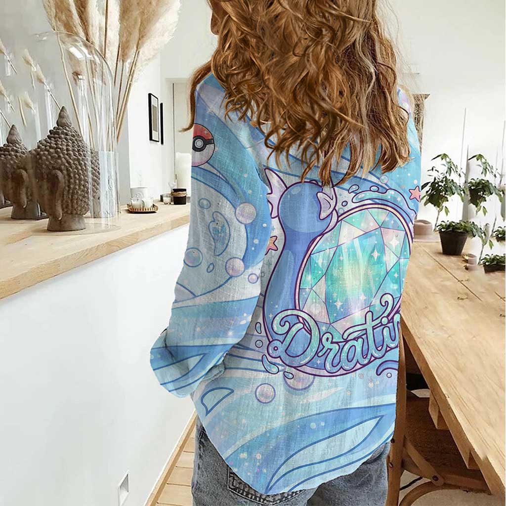 Dratini Women Casual Shirt Pastel Aquatic Crystal Art