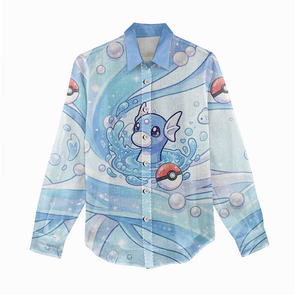 Dratini Women Casual Shirt Pastel Aquatic Crystal Art
