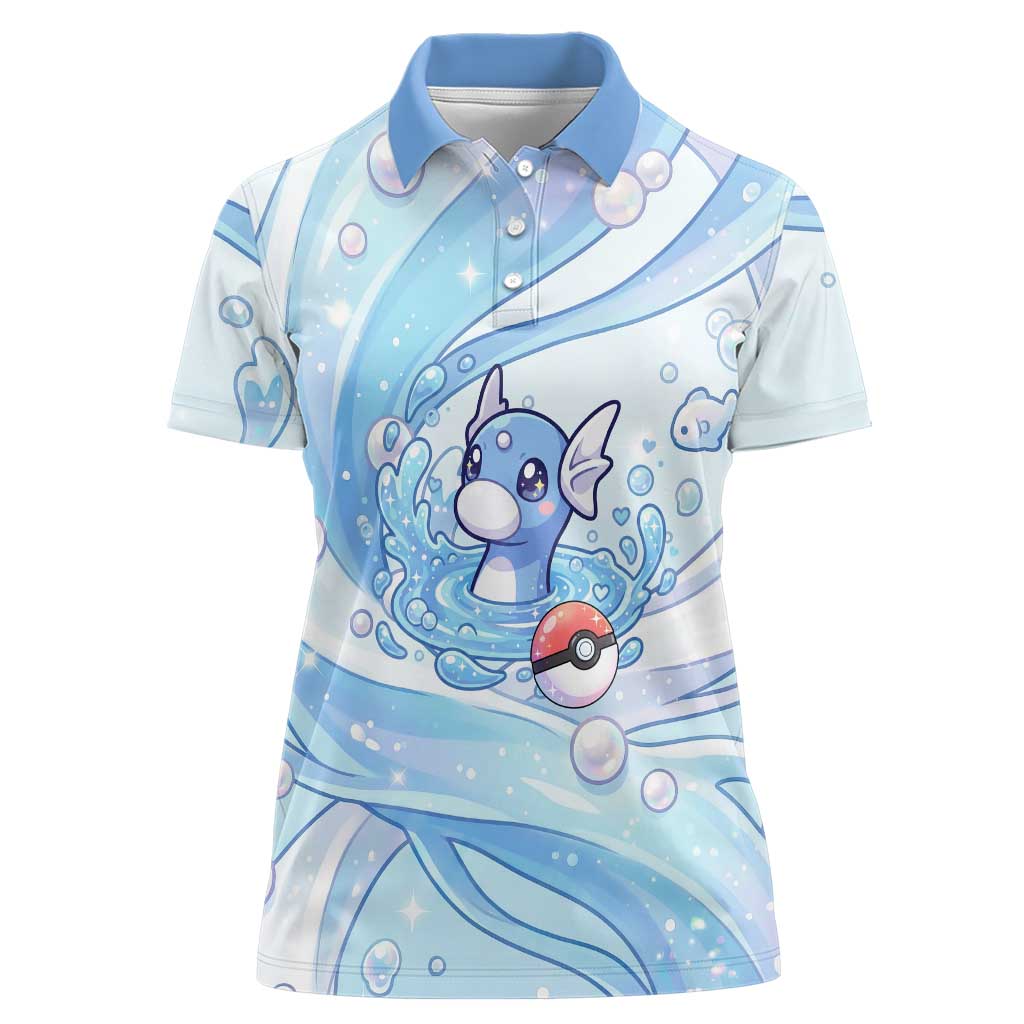 Dratini Women Polo Shirt Pastel Aquatic Crystal Art