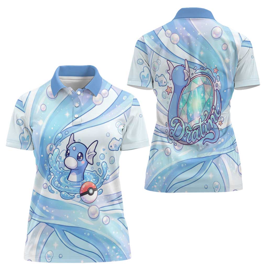 Dratini Women Polo Shirt Pastel Aquatic Crystal Art