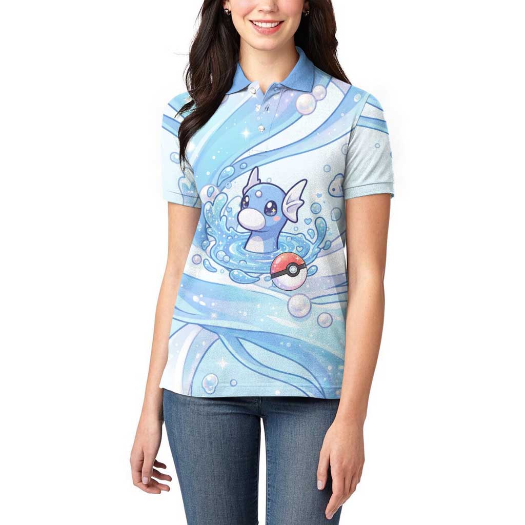 Dratini Women Polo Shirt Pastel Aquatic Crystal Art