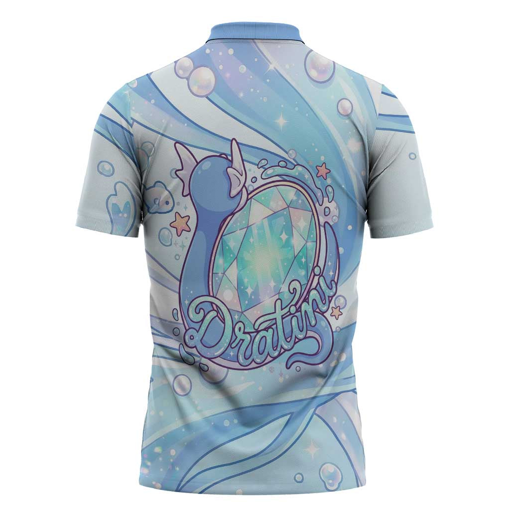 Dratini Zipper Polo Shirt Pastel Aquatic Crystal Art