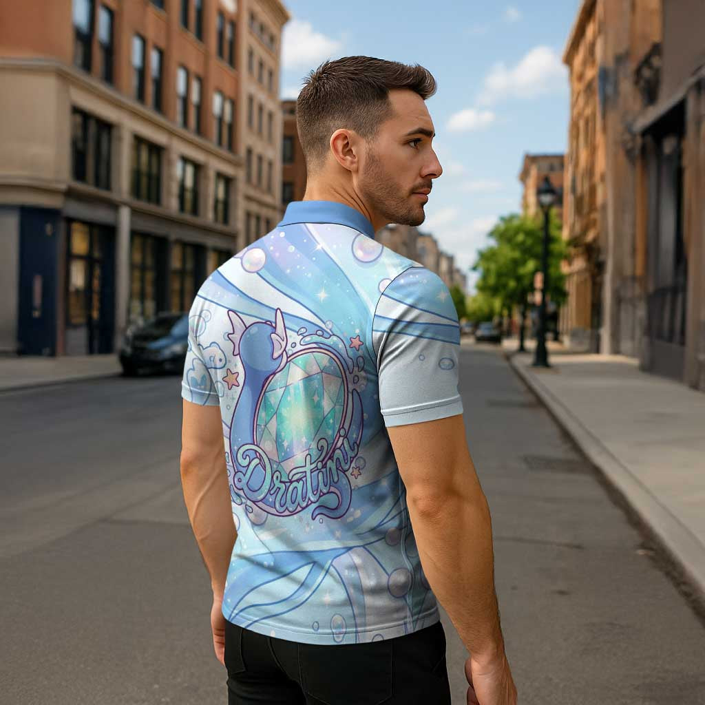 Dratini Zipper Polo Shirt Pastel Aquatic Crystal Art