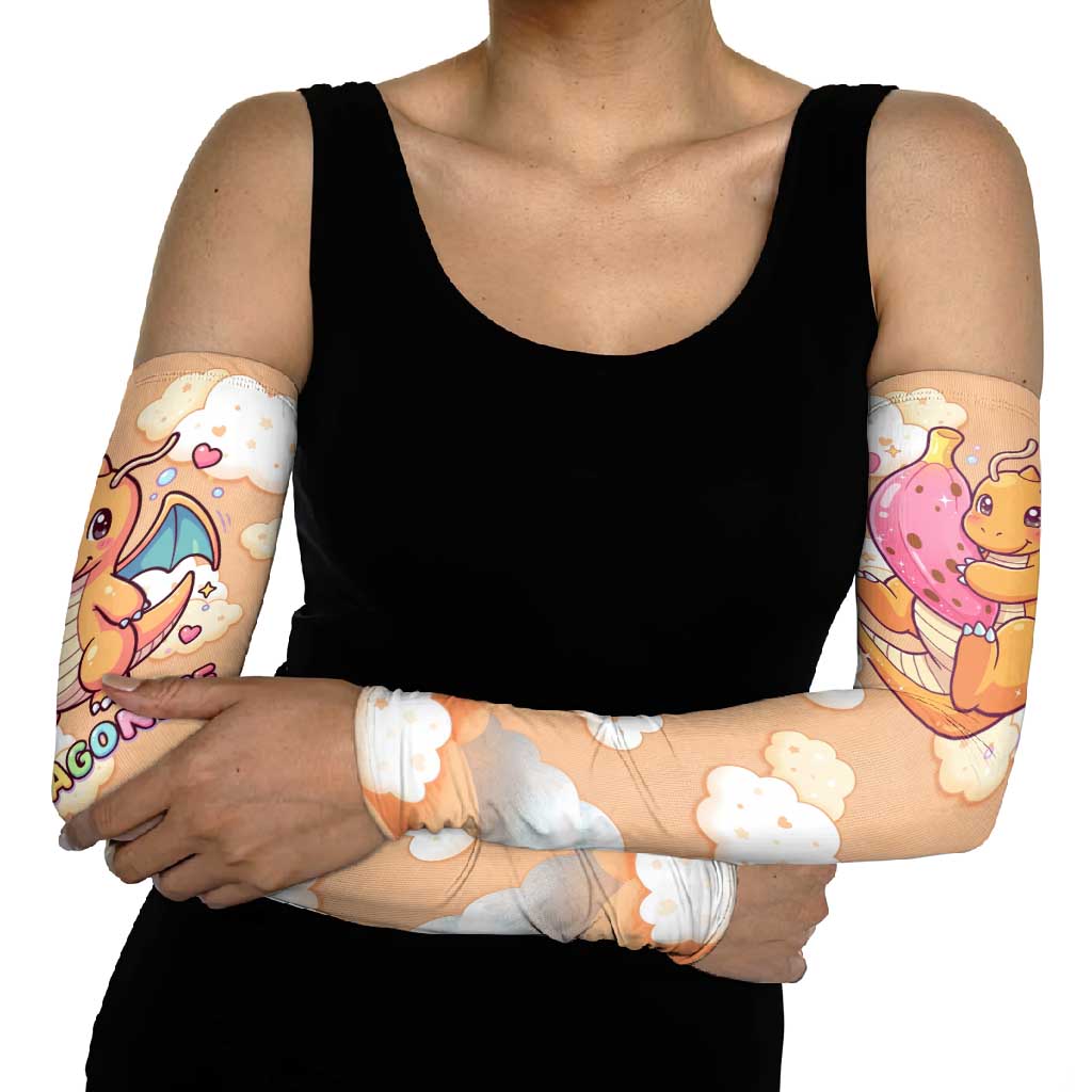 Dragonite Arm Sleeves Whimsical Pastel Cloud Art