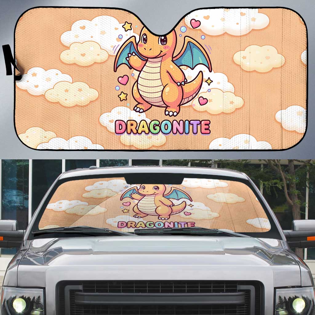 Dragonite Auto Sun Shade Whimsical Pastel Cloud Art