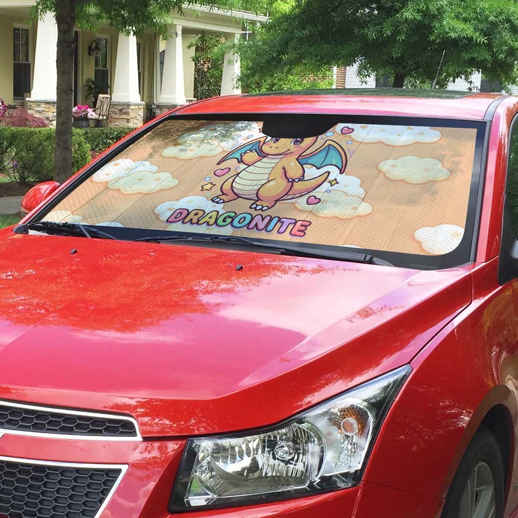 Dragonite Auto Sun Shade Whimsical Pastel Cloud Art