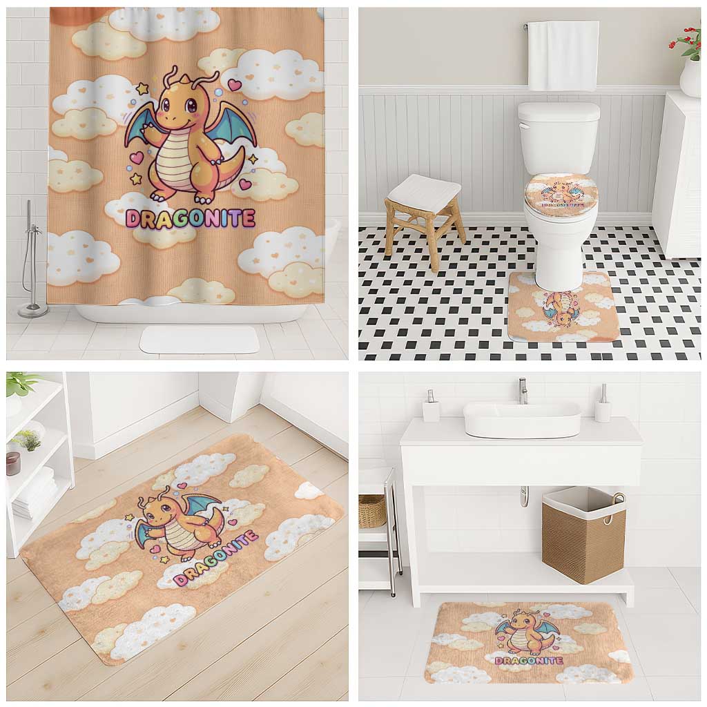 Dragonite Bathroom Set Whimsical Pastel Cloud Art