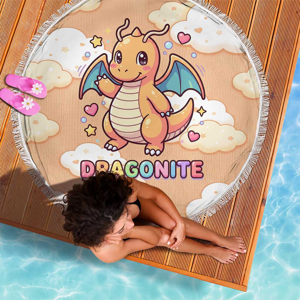 Dragonite Beach Blanket Whimsical Pastel Cloud Art