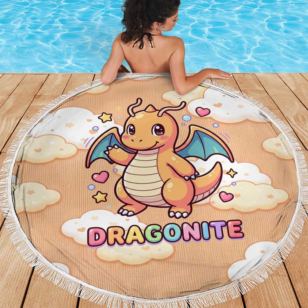 Dragonite Beach Blanket Whimsical Pastel Cloud Art