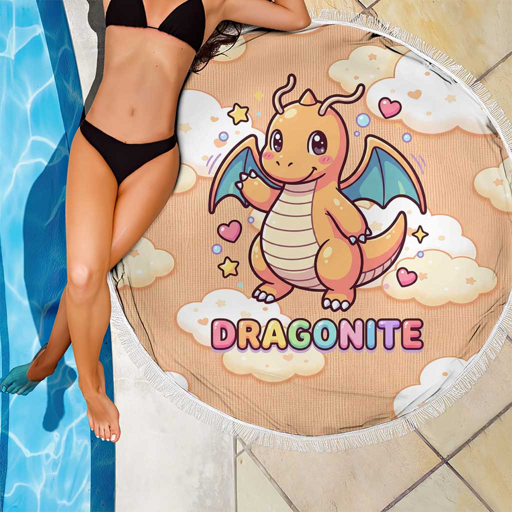 Dragonite Beach Blanket Whimsical Pastel Cloud Art
