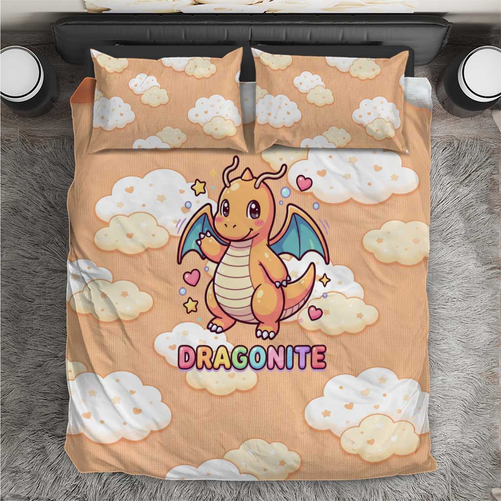 Dragonite Bedding Set Whimsical Pastel Cloud Art